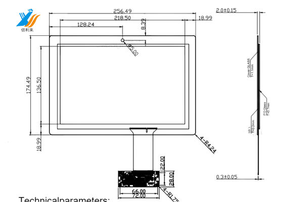 10.1 pollici di pannello sensoriale capacitivo proiettato tutto in un unico vetro ITO