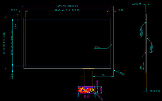 15.6 pollici pannello touchscreen con 10 punti di contatto 1980*1280 vetro per applicazioni mediche